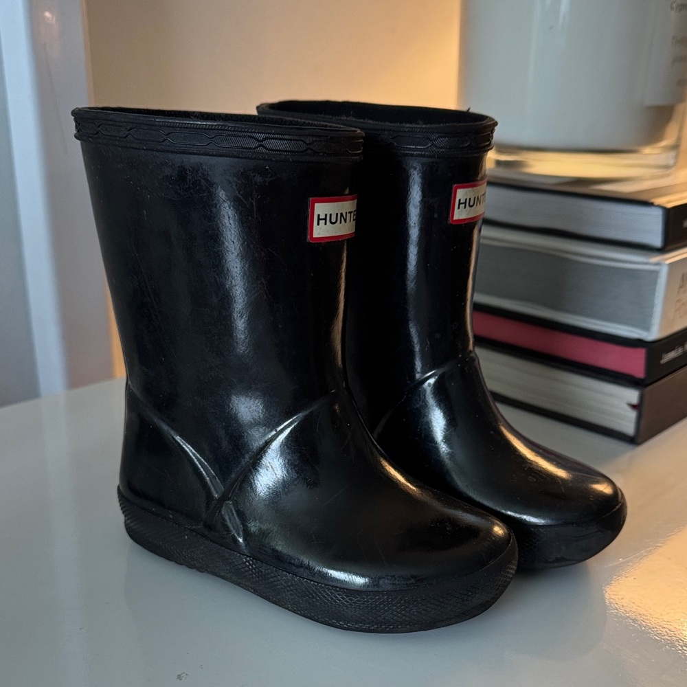Hunter Kids Glossy Black Rain Boots